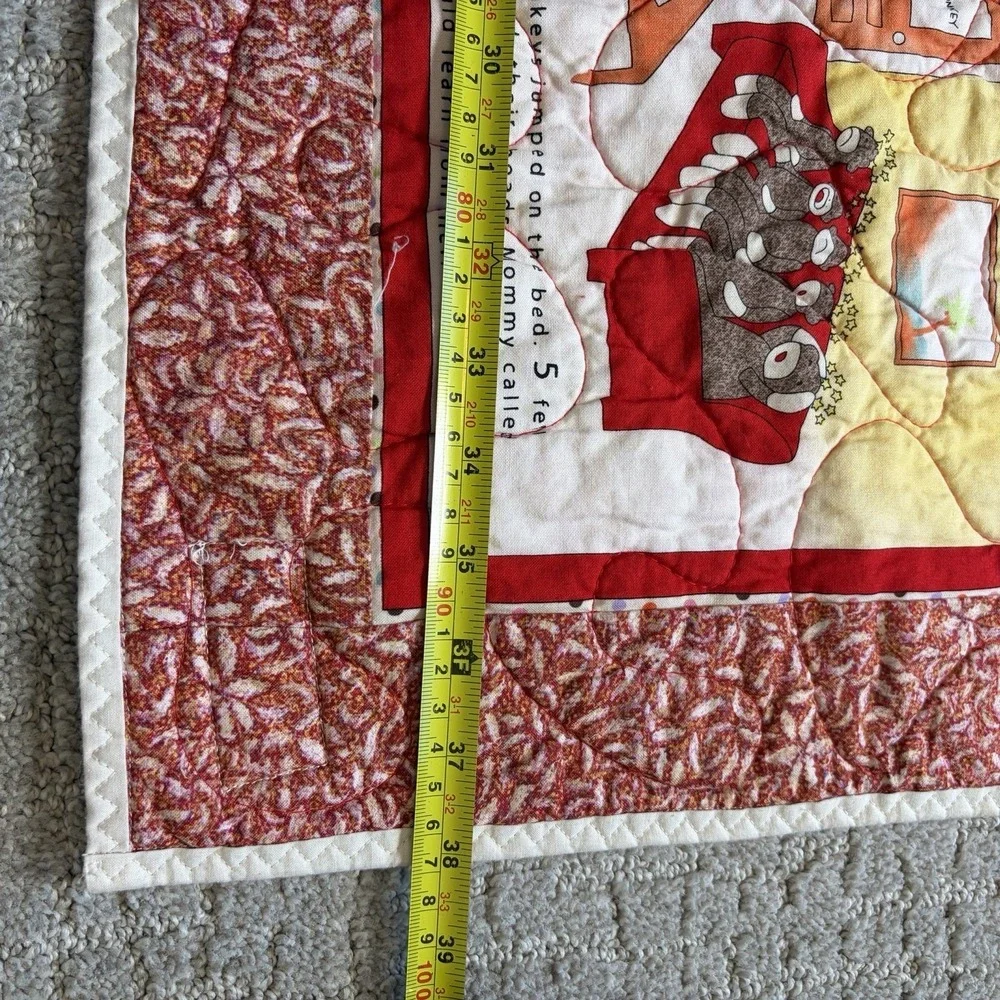 Whimsical 5 Little Monkeys Jumping on Bed Story Crib Quilt Patchwork Linus
